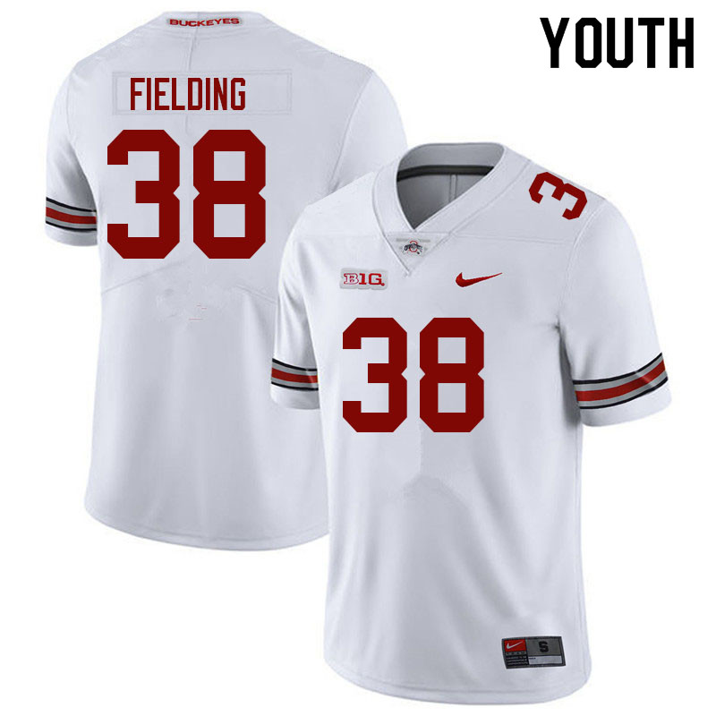 Ohio State Buckeyes Jayden Fielding Youth #38 White Authentic Stitched College Football Jersey
